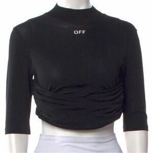 Off White Logo Crop Top black